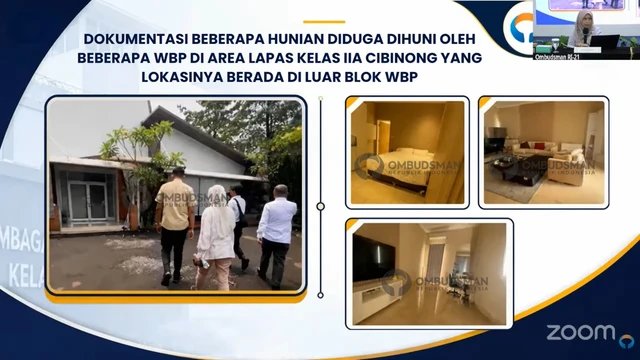 Temuan Ombudsman RI dalam Sidak Lapas Kelas IIA Cibinong ditampilkan saat konpers di Gedung Ombudsman RI, Jaka