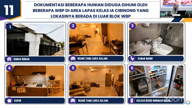 Temuan Ombudsman RI dalam Sidak Lapas Kelas IIA Cibinong ditampilkan saat konpers di Gedung Ombudsman RI, Jaka
