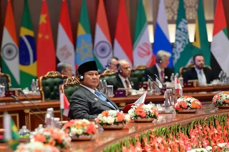 Presiden Prabowo Subianto saat menghadiri sesi terbatas bertema Inclusive Global Governance and Strengthening