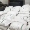 Tumpukan beras bantuan pangan yang ditemukan di rumah seorang warga di Kecamatan Waled, Kabupaten Cirebon. (IS