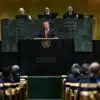 Presiden AS Donald Trump berbicara selama Sidang Umum PBB ke-81 di Markas Besar PBB di Kota New York pada 22 S