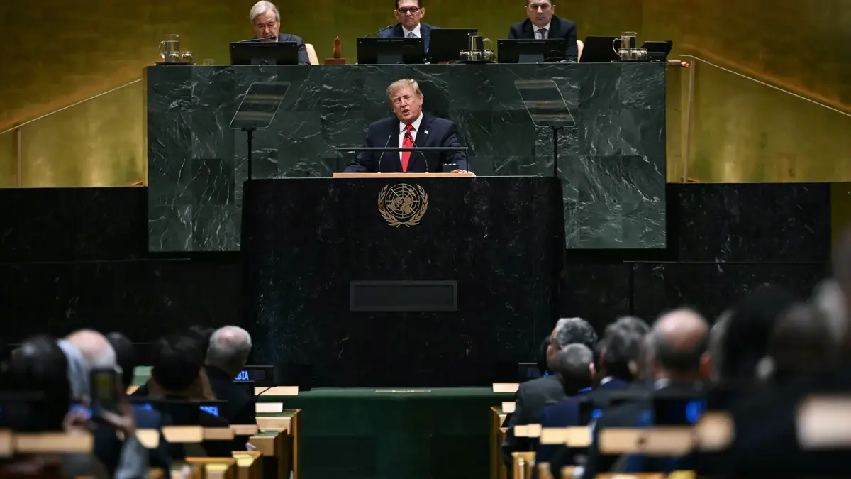 Presiden AS Donald Trump berbicara selama Sidang Umum PBB ke-81 di Markas Besar PBB di Kota New York pada 22 S