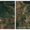 Penampakan citra satelit Waduk Jatigede di Sumedang, Jawa Barat, yang terdampak kekeringan. (Foto: Dok. Badan