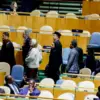 Delegasi Indonesia aksi walk out saat PM Israel Benyamin Netanyahu melakukan pidato di Sidang Umum PBB, New Yo