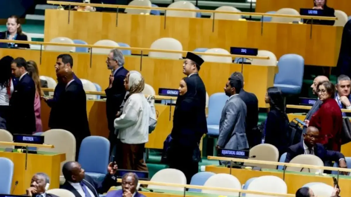 Delegasi Indonesia aksi walk out saat PM Israel Benyamin Netanyahu melakukan pidato di Sidang Umum PBB, New Yo