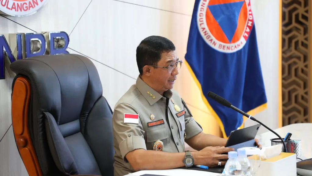 Kepala BNPB, Suharyanto, menjelaskan mengenai penanganan empat bencana. FOTO/Dokumentasi BNPB.