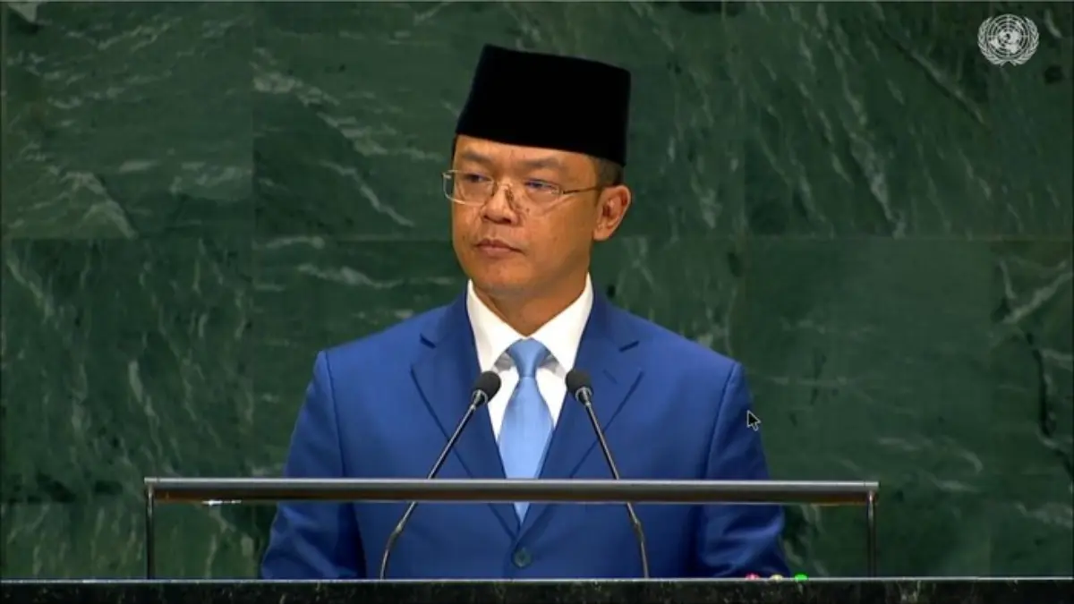 Tangkap layar video Sidang Umum PBB.