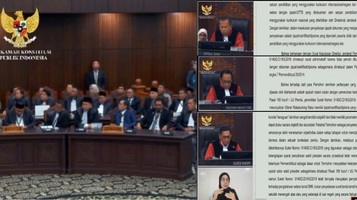 Putusan MK: Gibran Dinilai Tak Punya Bukti Ijazah Setara SMA, Tapi Mahkamah Tolak Diskualifikasi
